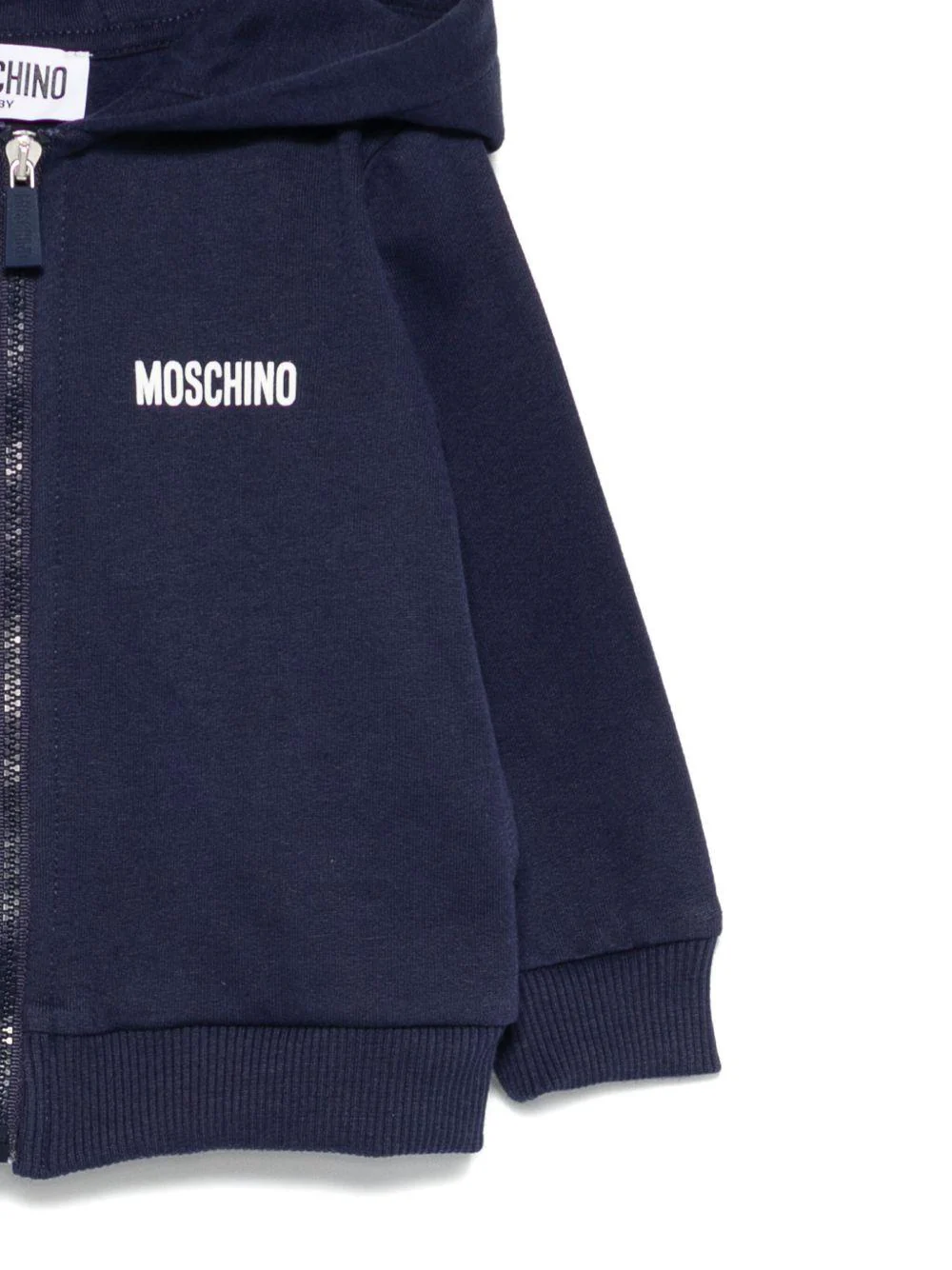 Felpa per neonato Moschino Kids blu con chiusura con zip - Image 2