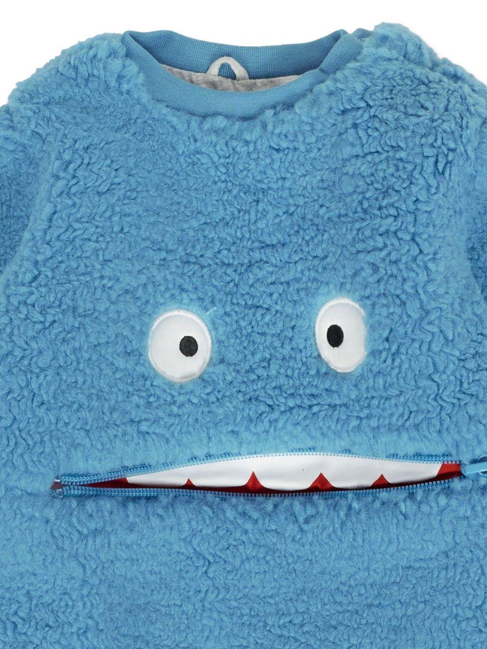 Felpa per neonato Stella McCartney Kids blu con texture teddy in pile - Image 3