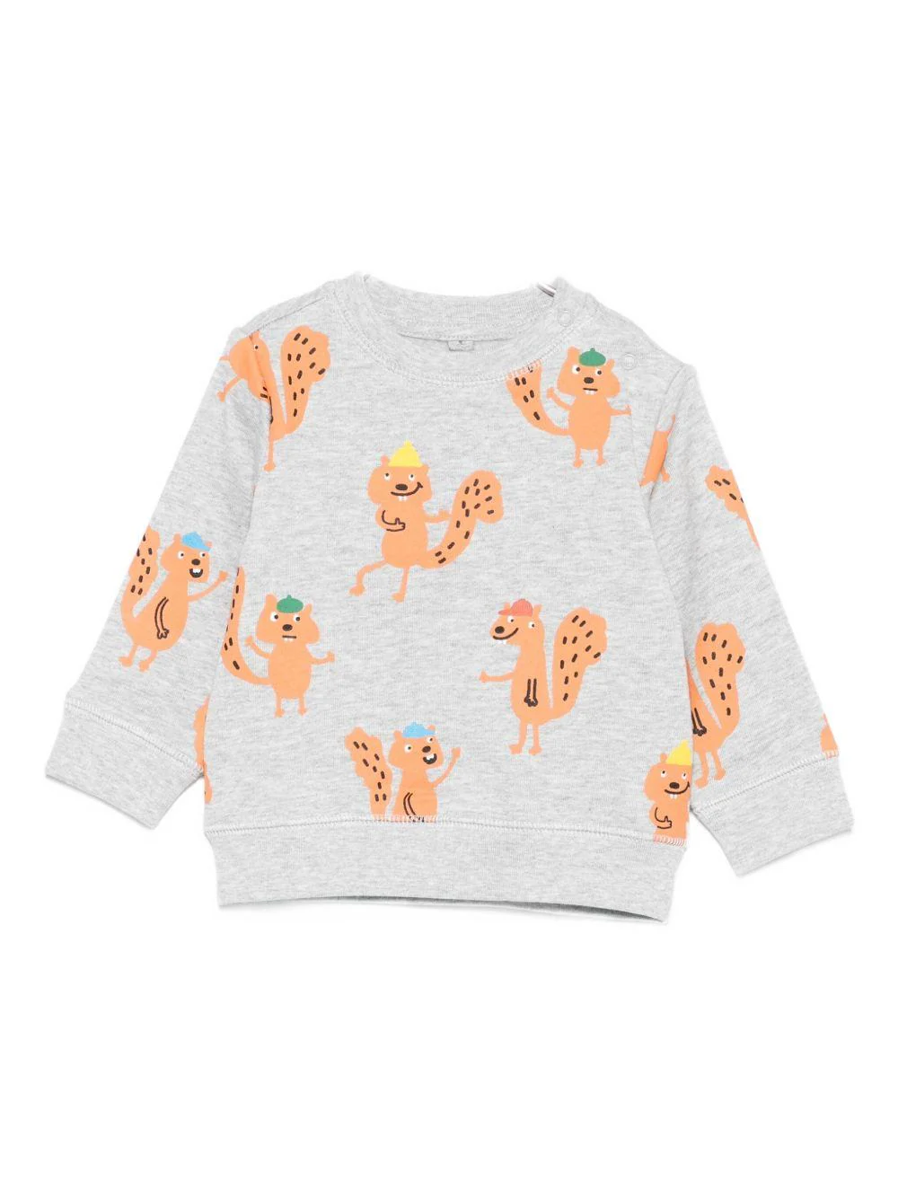 Felpa per neonato Stella McCartney Kids grigio con stampa scoiattoli