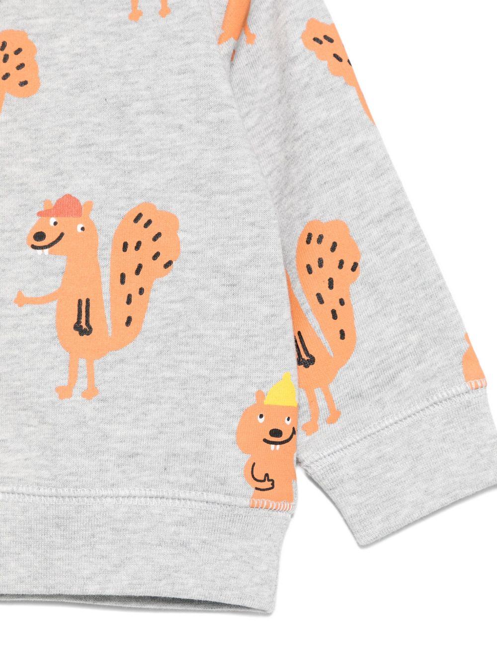 Felpa per neonato Stella McCartney Kids grigio con stampa scoiattoli - Image 2