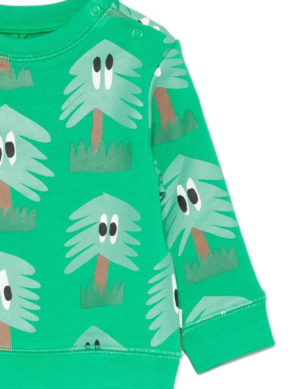 Felpa per neonato Stella McCartney Kids verde con stampa alberelli - Image 2