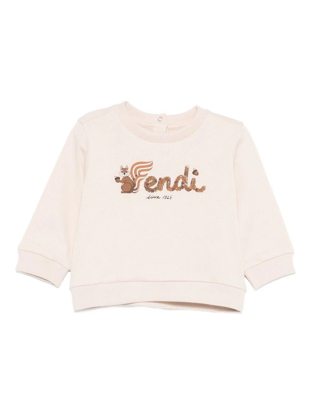 Felpe per neonati Fendi Kids beige con stampa grafica scoiattolo