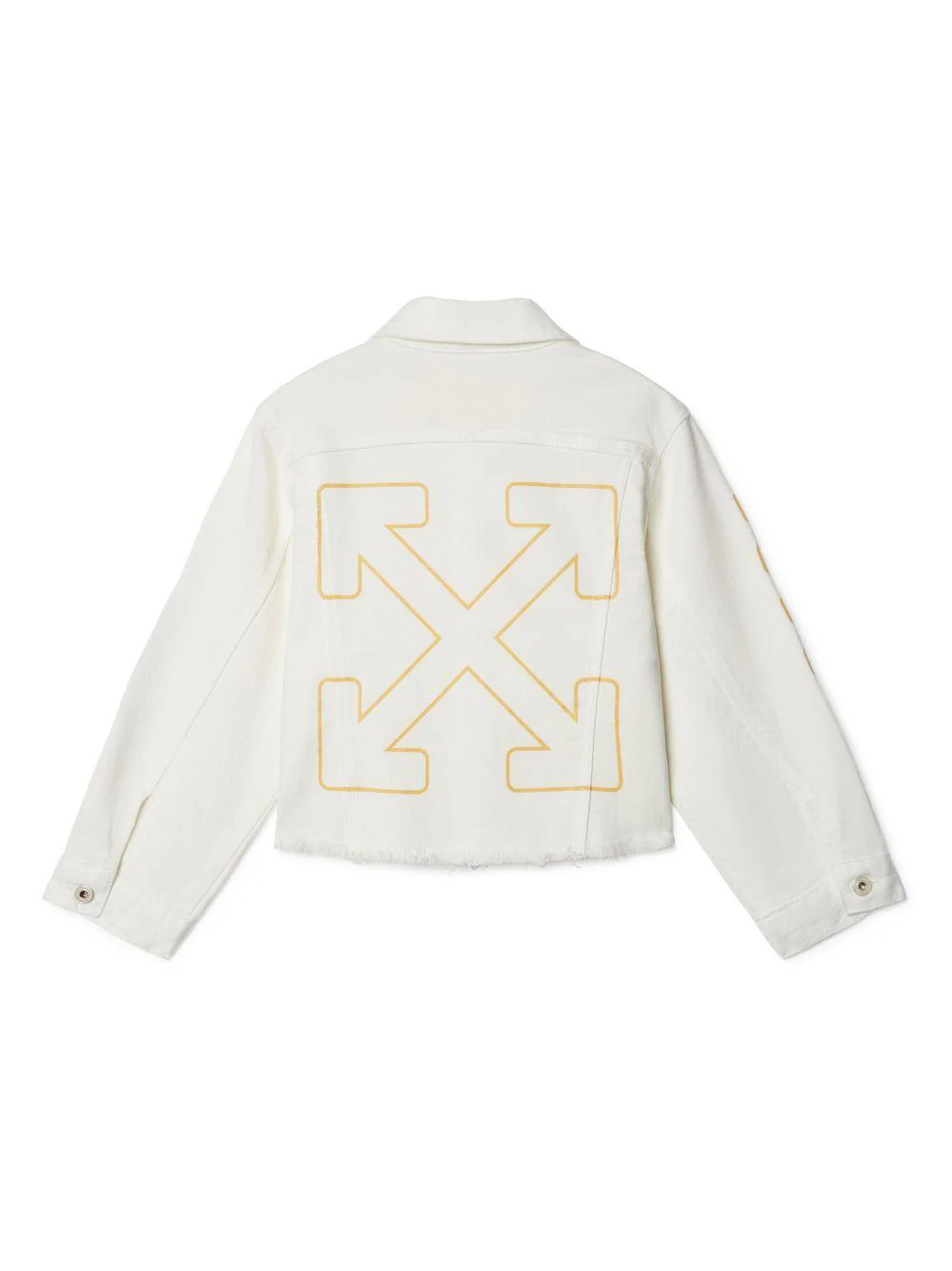 Giacca denim per bambina Off-White Kids Bookish Diag bianco con stampa sulle maniche - Image 2