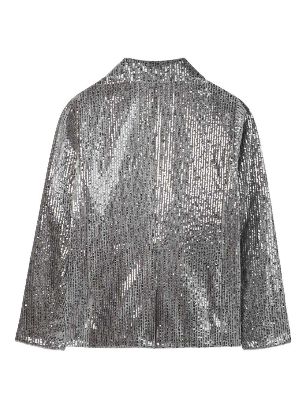 Giacca doppiopetto per bambina Dkny Kids argento con decorazione con paillettes all-over - Image 3
