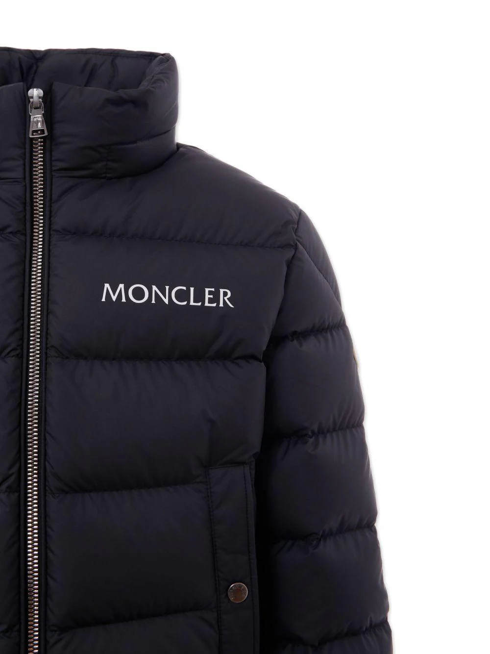 Giacca Joe per bambino Moncler Enfant nera trapuntata con bottoni automatici - Image 2