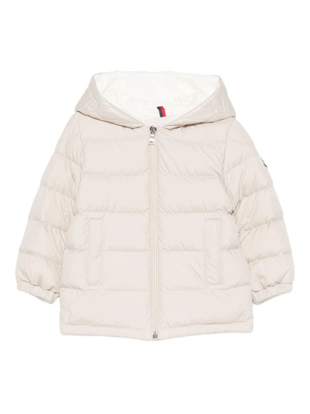 Giacca Najan per neonati Moncler Enfant beige con cappuccio