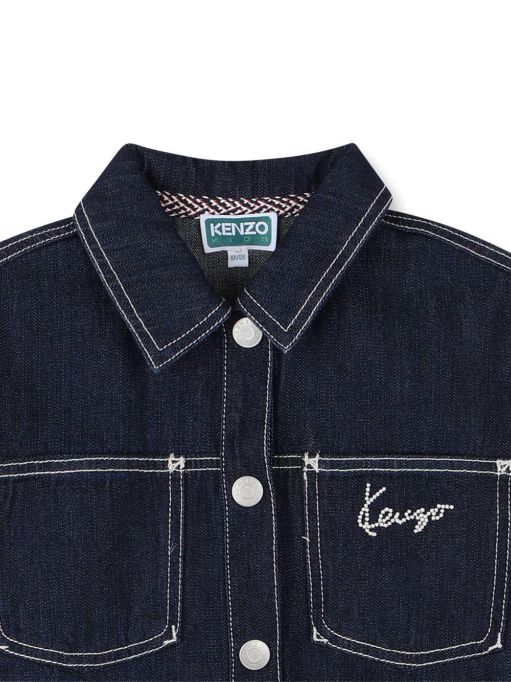 Giacca per bambina Kenzo Kids in denim con logo ricamato - Image 2