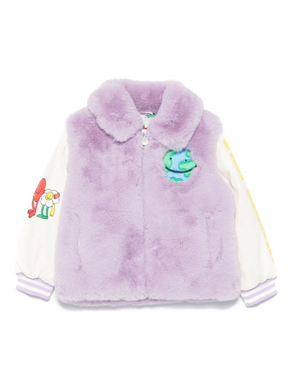 Giacca per bambina Stella McCartney Kids viola in pelliccia sintetica con cerniera