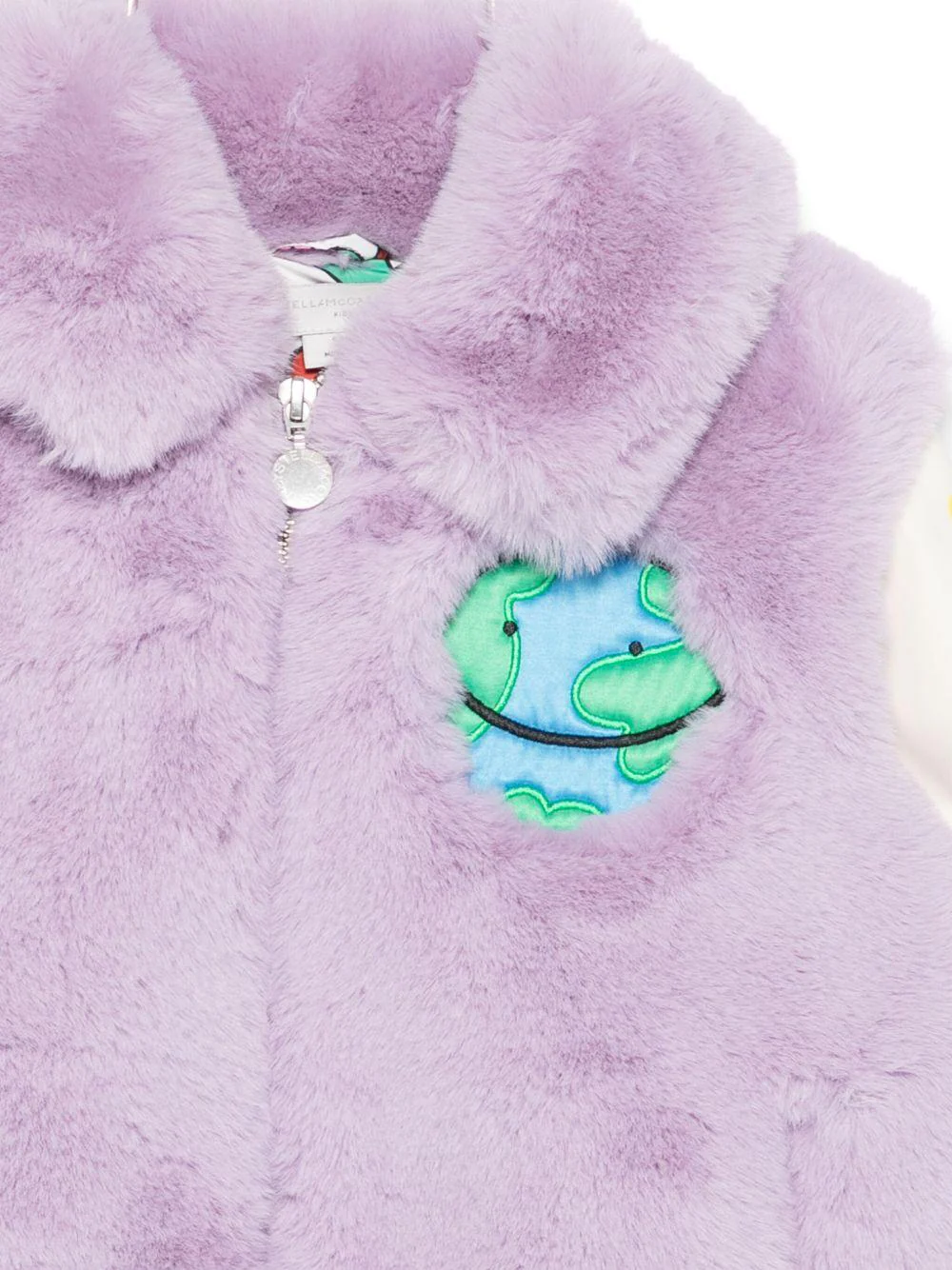 Giacca per bambina Stella McCartney Kids viola in pelliccia sintetica con cerniera - Image 2