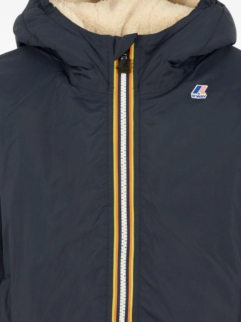 Giacca per bambino K Way Kids blu con cappuccio e fodera in pile - Image 3