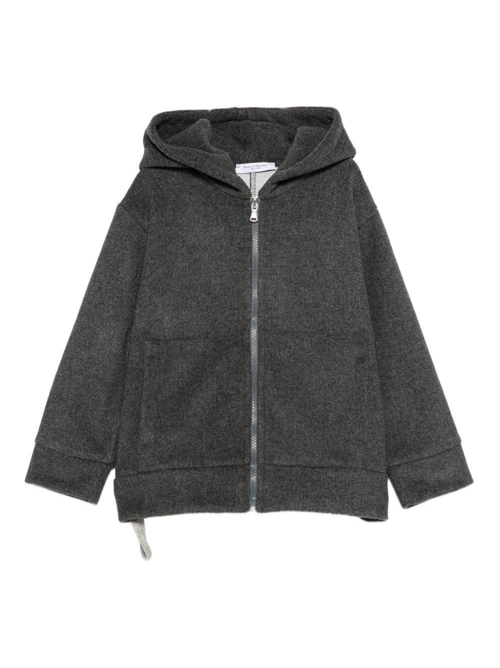 Giacca per bambino Paolo Pecora Kids grigio con cappuccio e cerniera