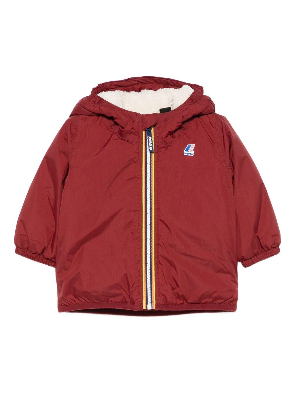 Giacca per neonati K-Way Kids rosso con cappuccio e zip frontale