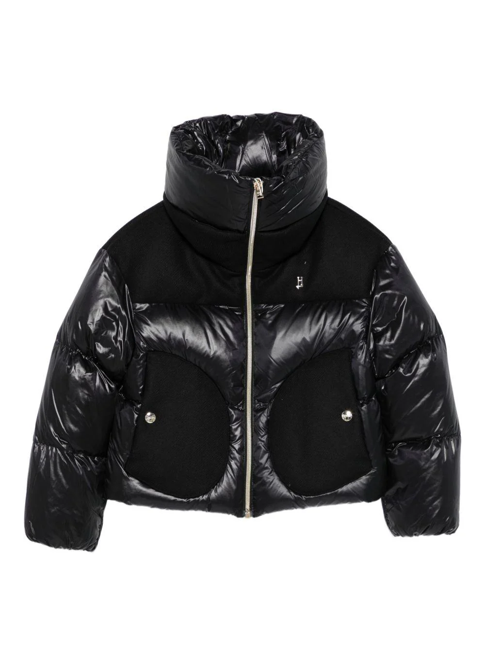 Giacca trapuntata per bambina Herno Kids nero con inserti imbottiti