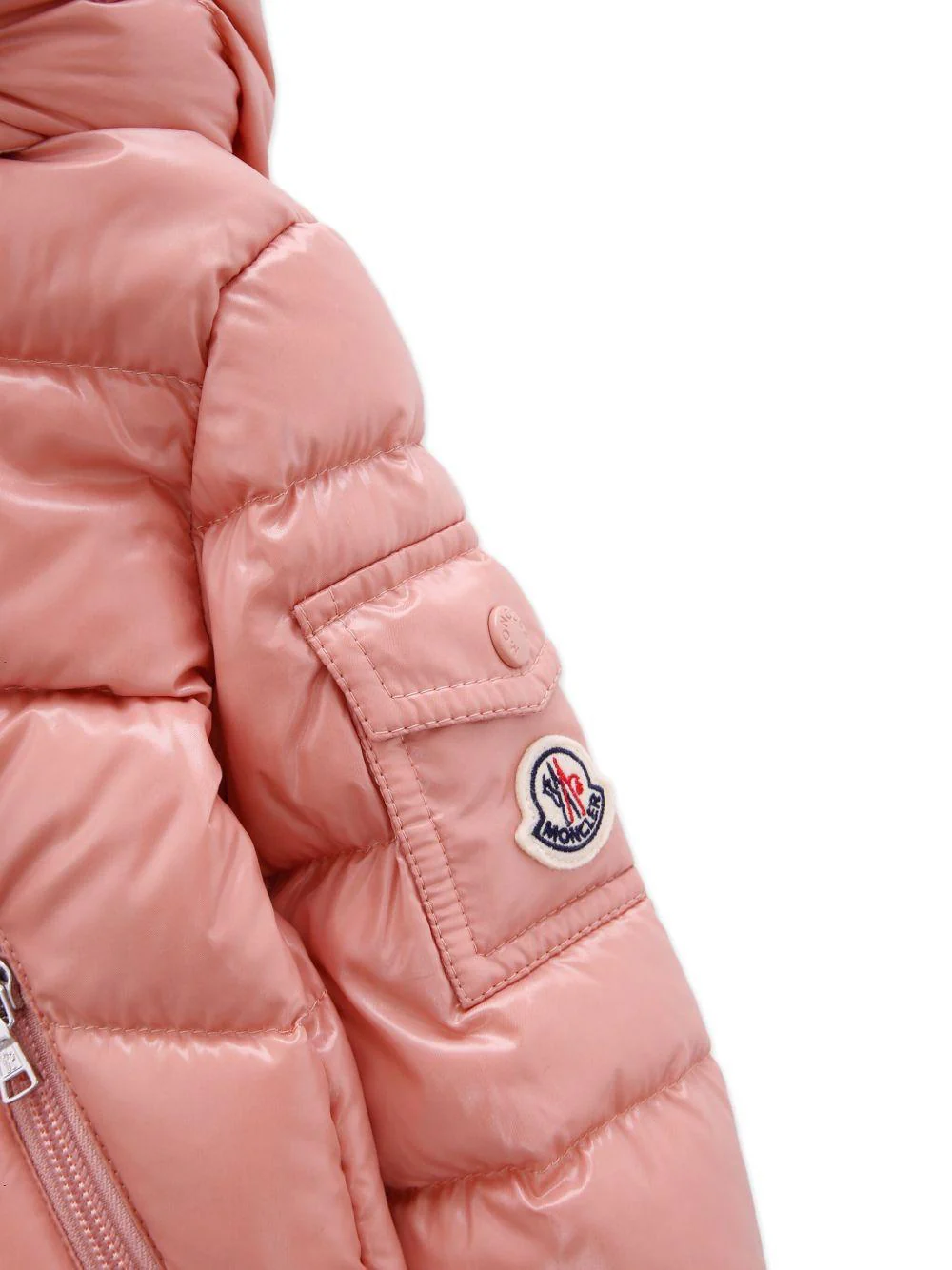 Giacca trapuntata per neonata Moncler Enfant rosa con cappuccio - Image 3
