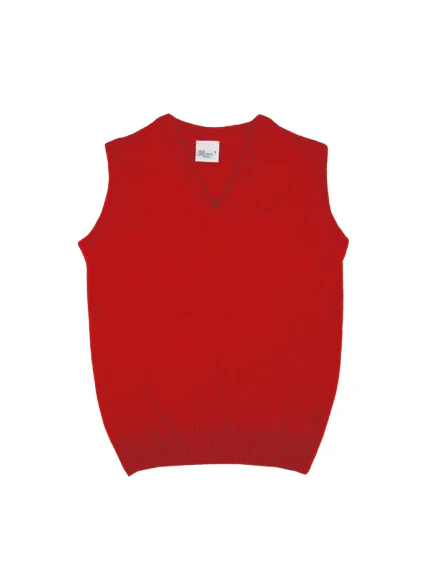 Gilet di lana per bambino Baroni rosso con scollo a V