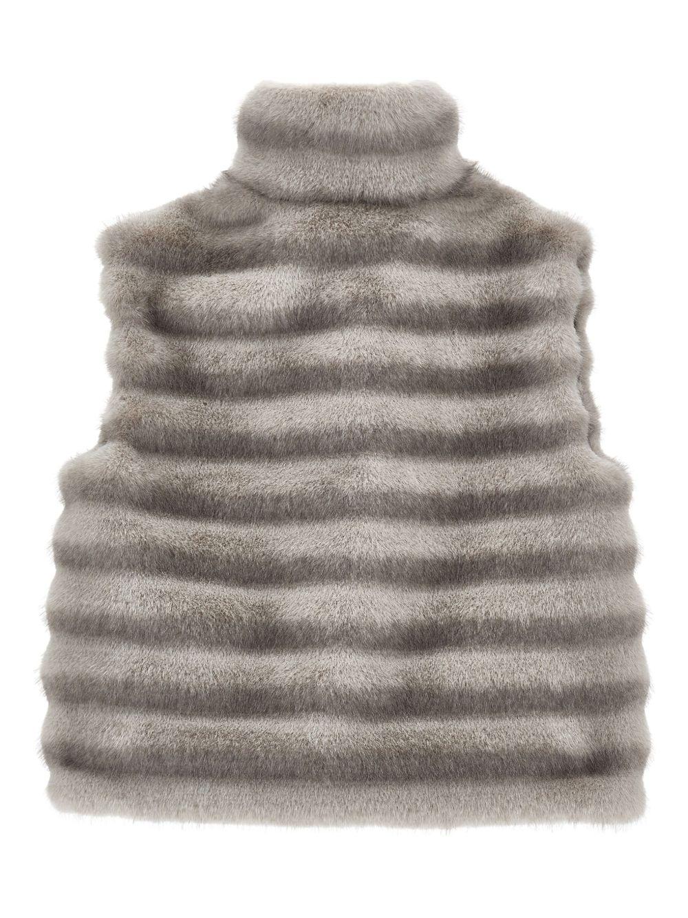 Gilet in eco-pelliccia per bambina Monnalisa grigio effetto volpe - Image 3