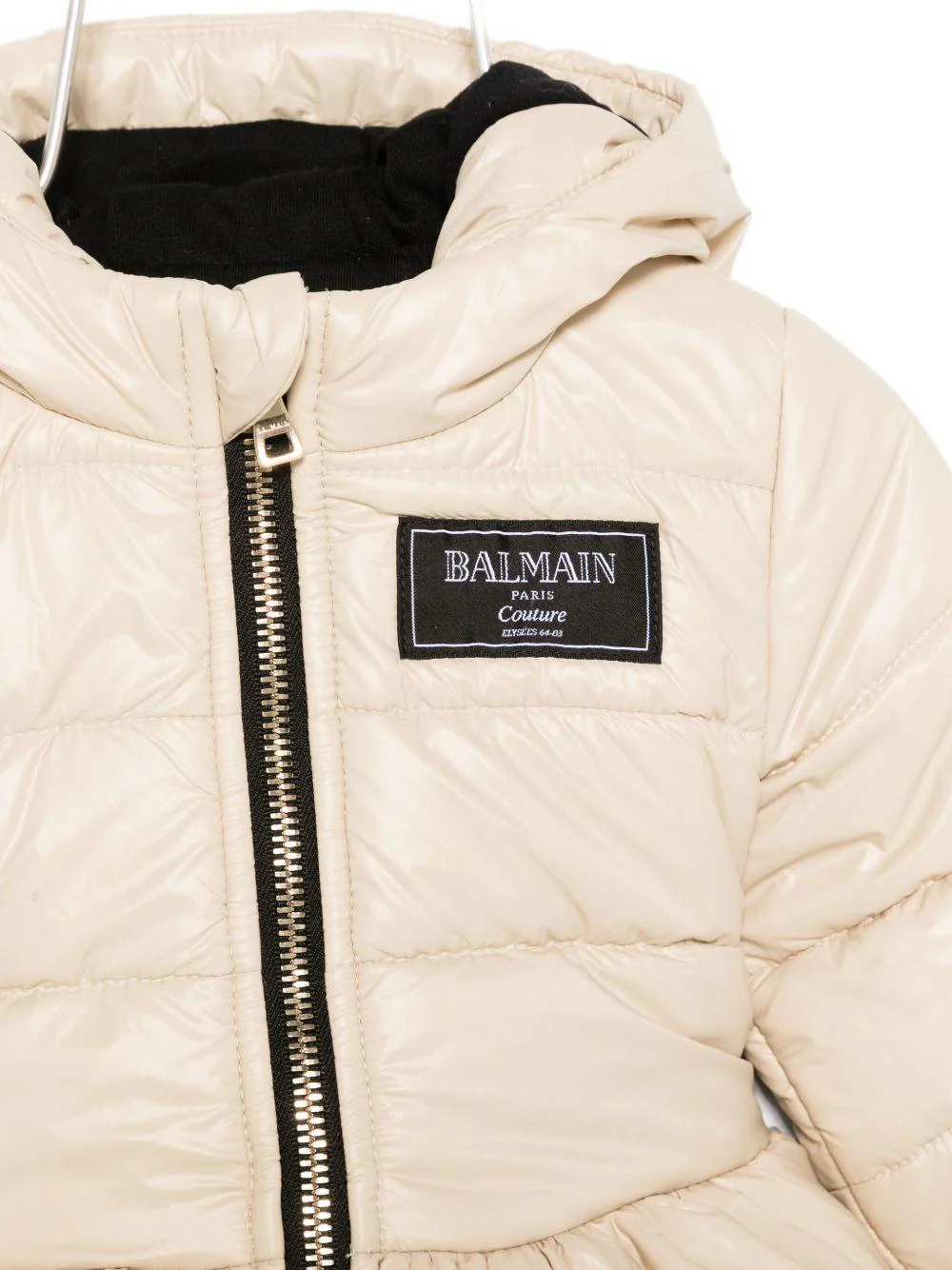 Giubbini per neonata Balmain Kids beige con cappuccio - Image 3