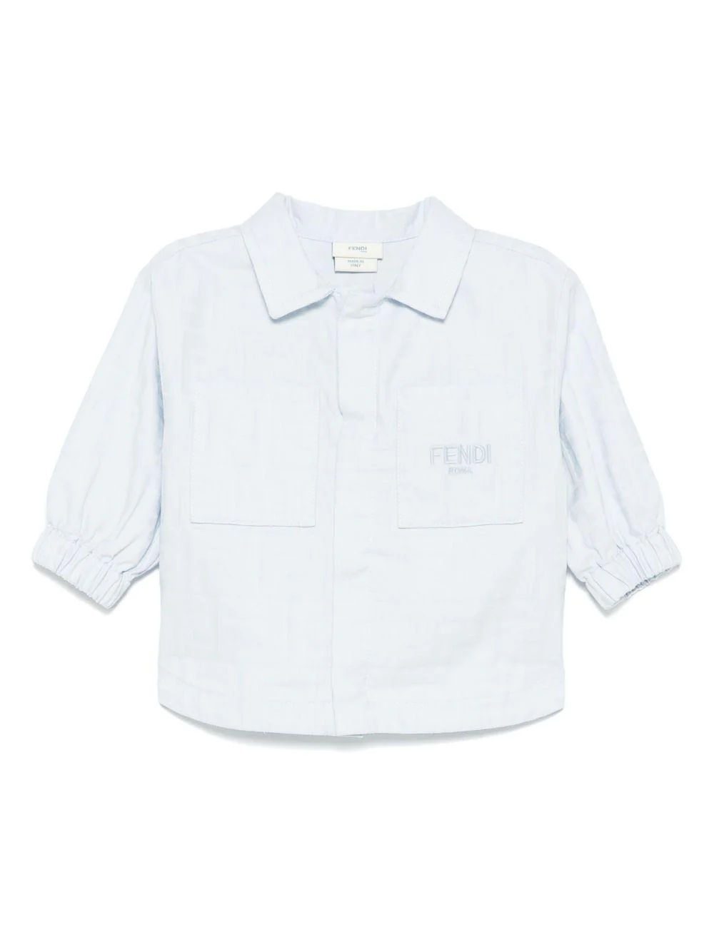 Giubbino baby in popeline per neonato Fendi Kids azzurro con logo FF all-over