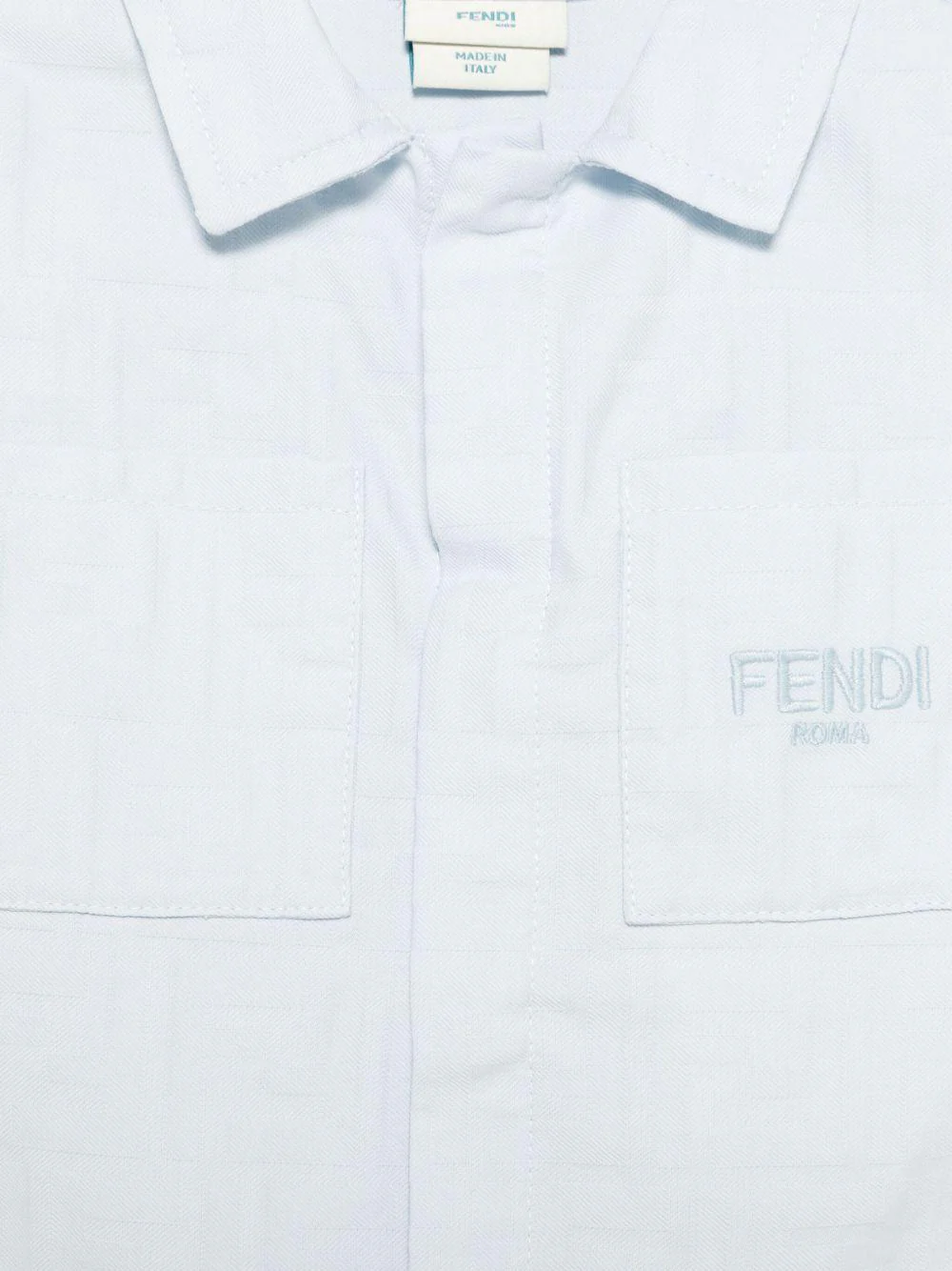 Giubbino baby in popeline per neonato Fendi Kids azzurro con logo FF all-over - Image 2
