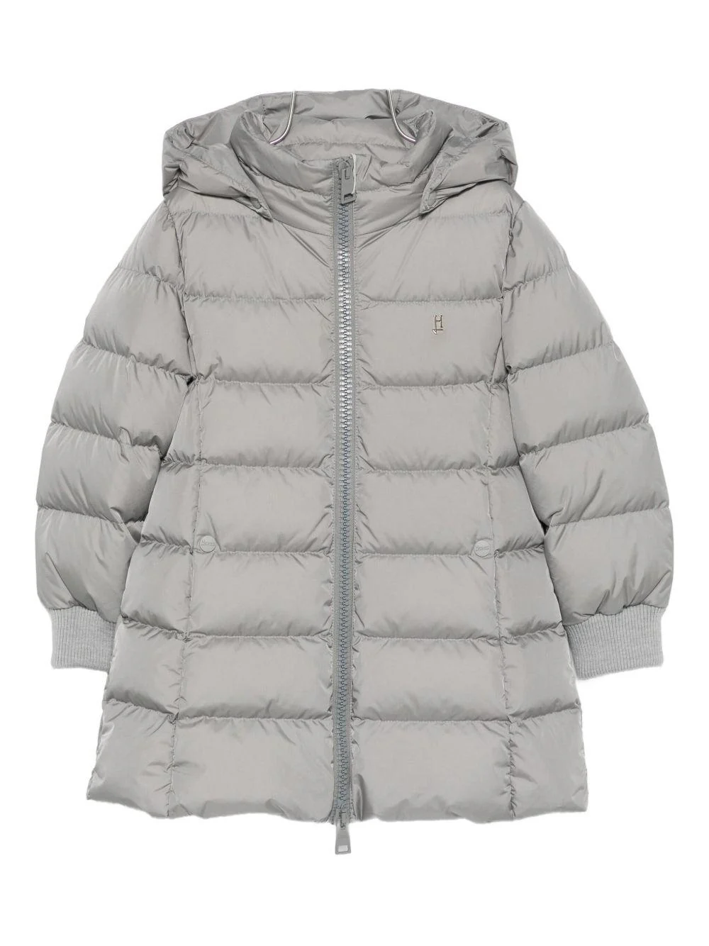 Giubbino per bambina Herno Kids grigio imbottito con cappuccio