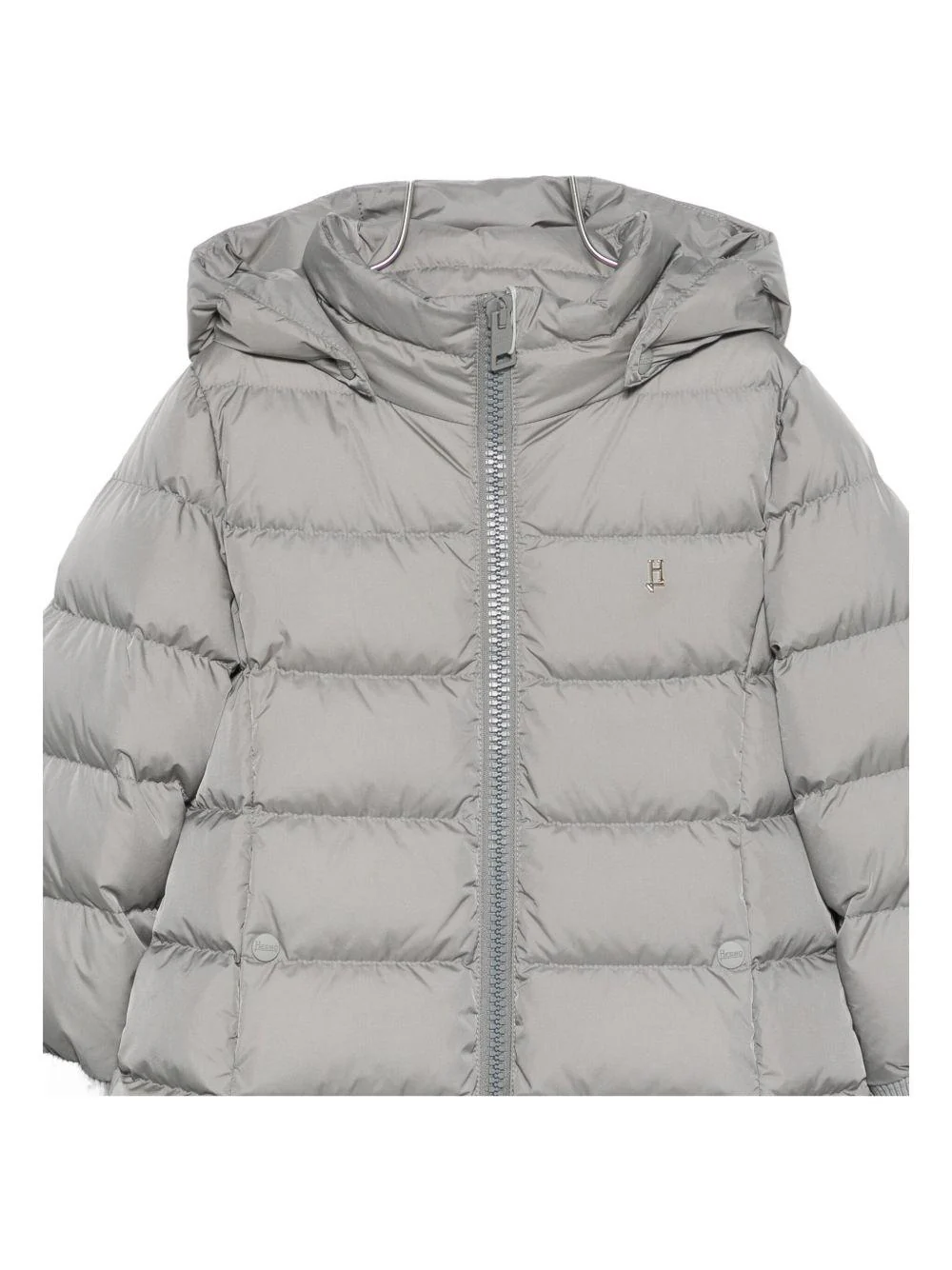 Giubbino per bambina Herno Kids grigio imbottito con cappuccio - Image 3