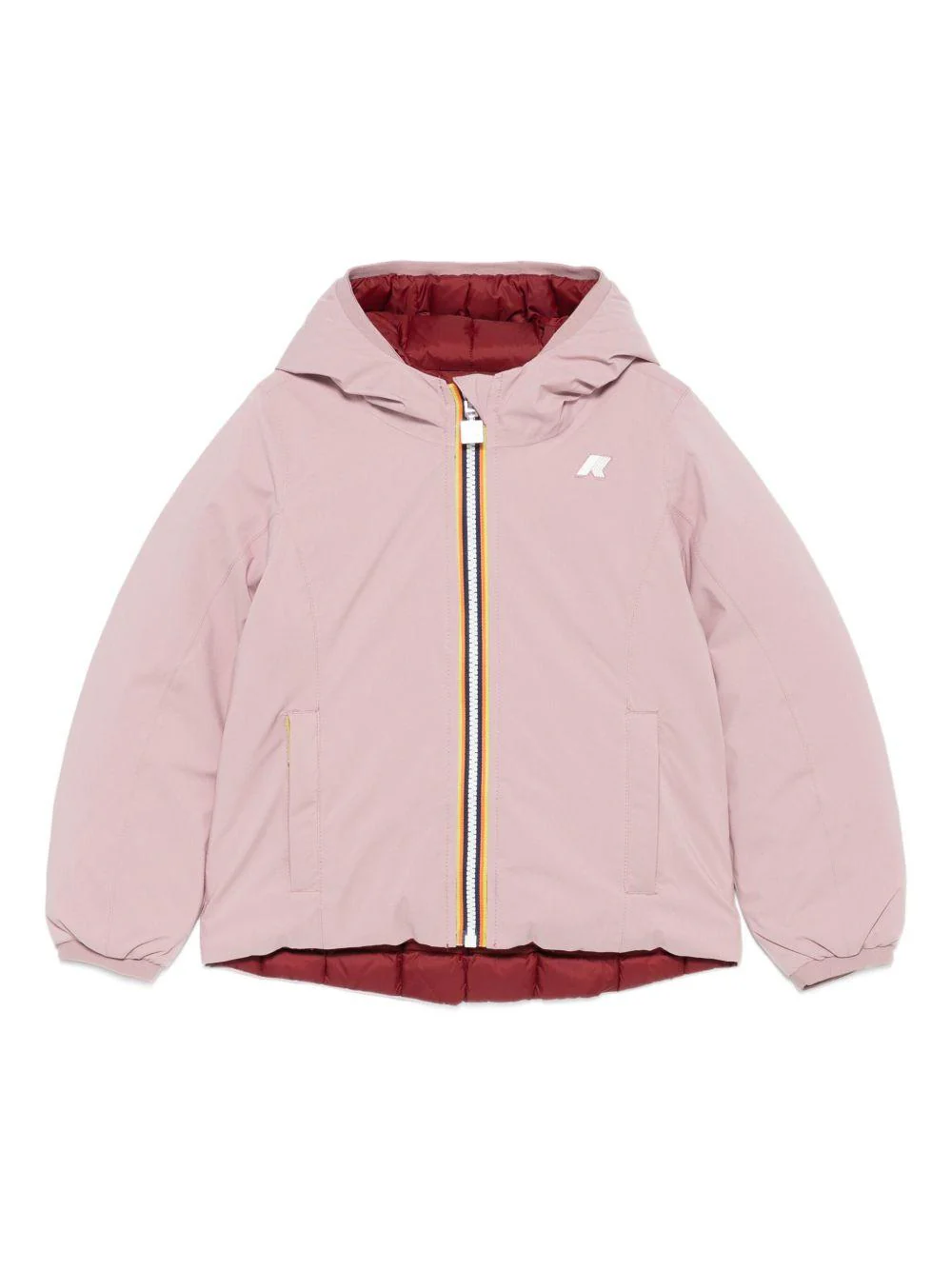 Giubbino per bambina K-Way Kids rosa con design reversibile