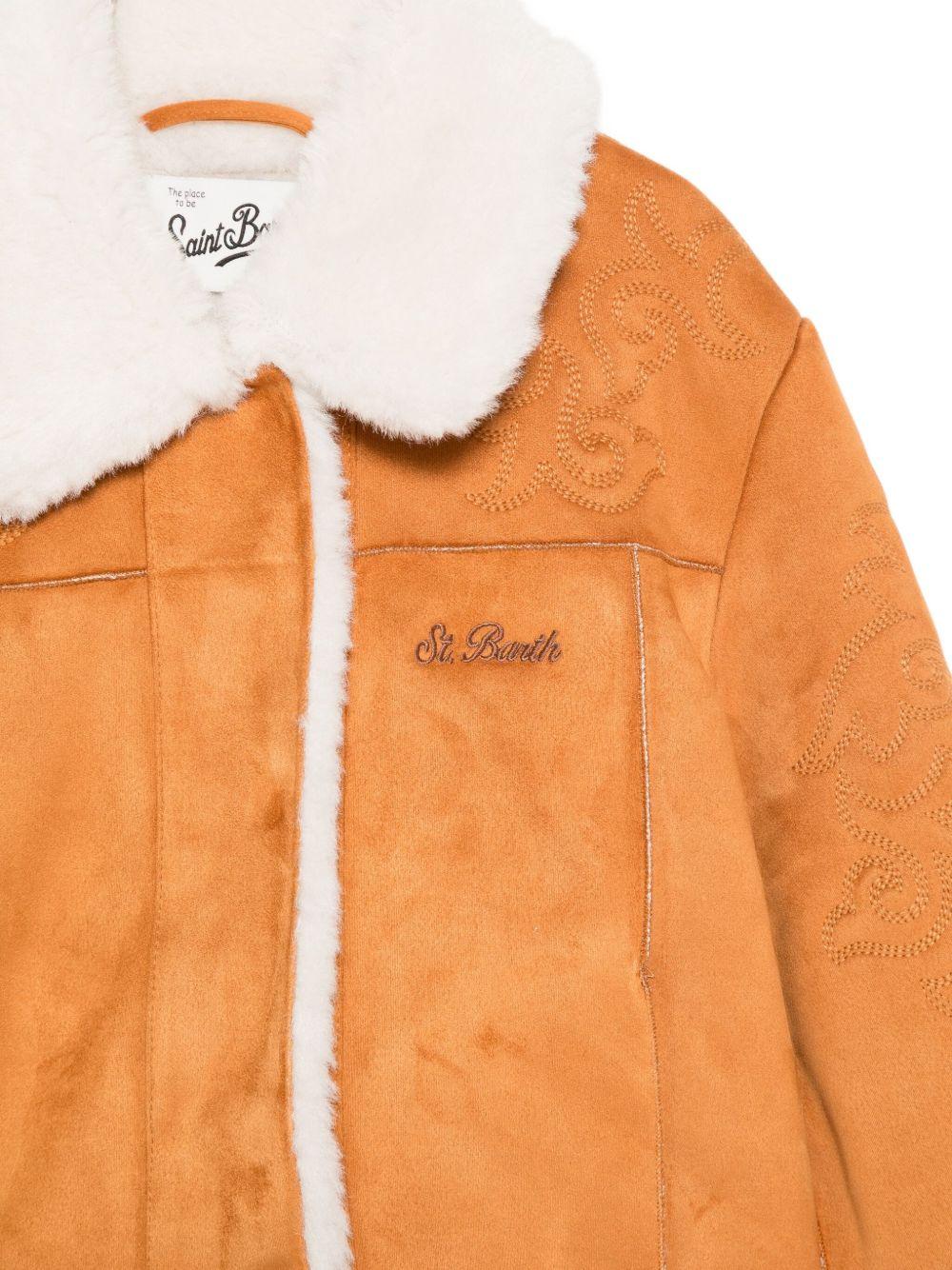 Giubbino per bambina MC2 Saint Barth Kids marrone con colletto in pelliccia sintetica - Image 2