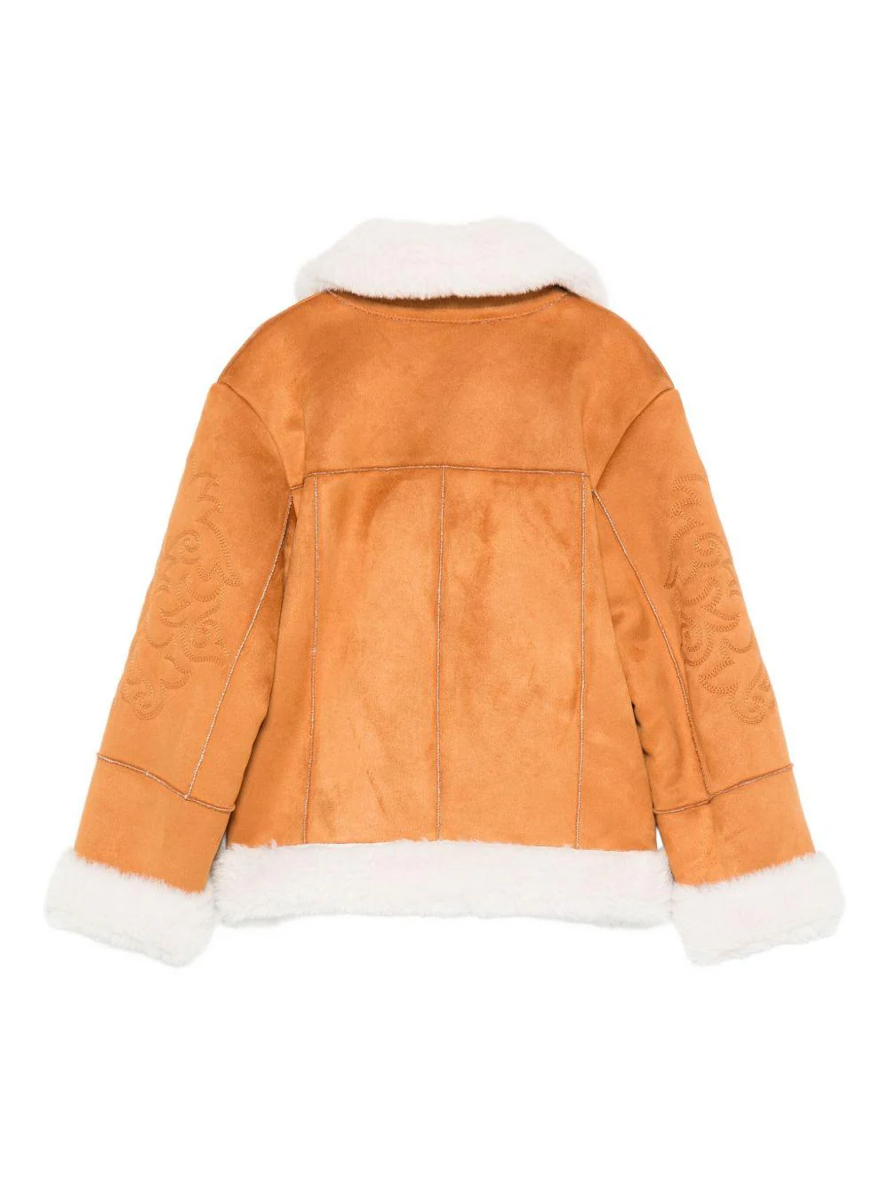 Giubbino per bambina MC2 Saint Barth Kids marrone con colletto in pelliccia sintetica - Image 3