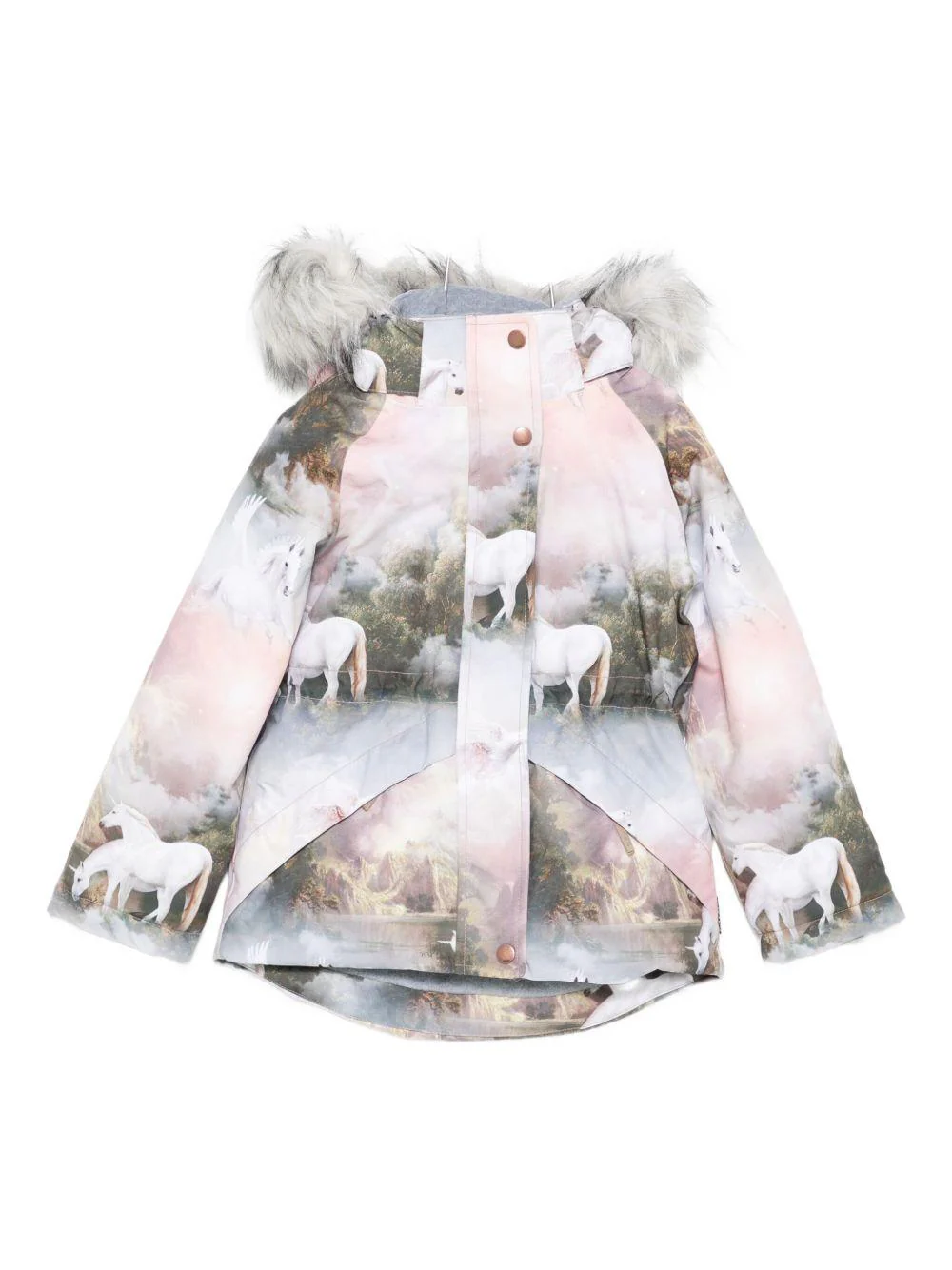 Giubbino per bambina Molo rosa con stampa unicorni