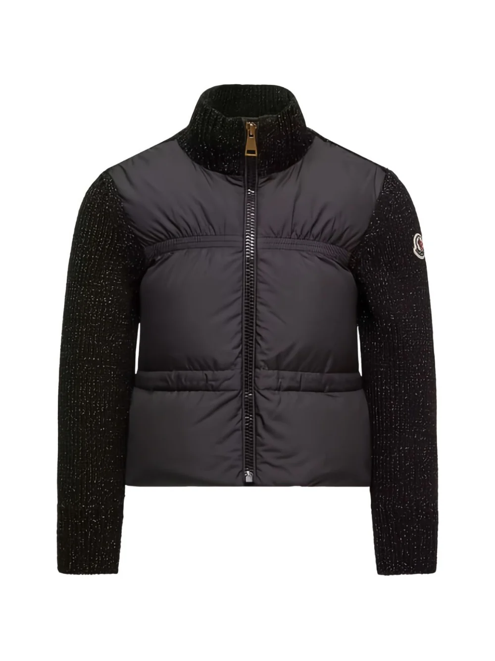 Giubbino per bambina Moncler Enfant nero con design a inserti