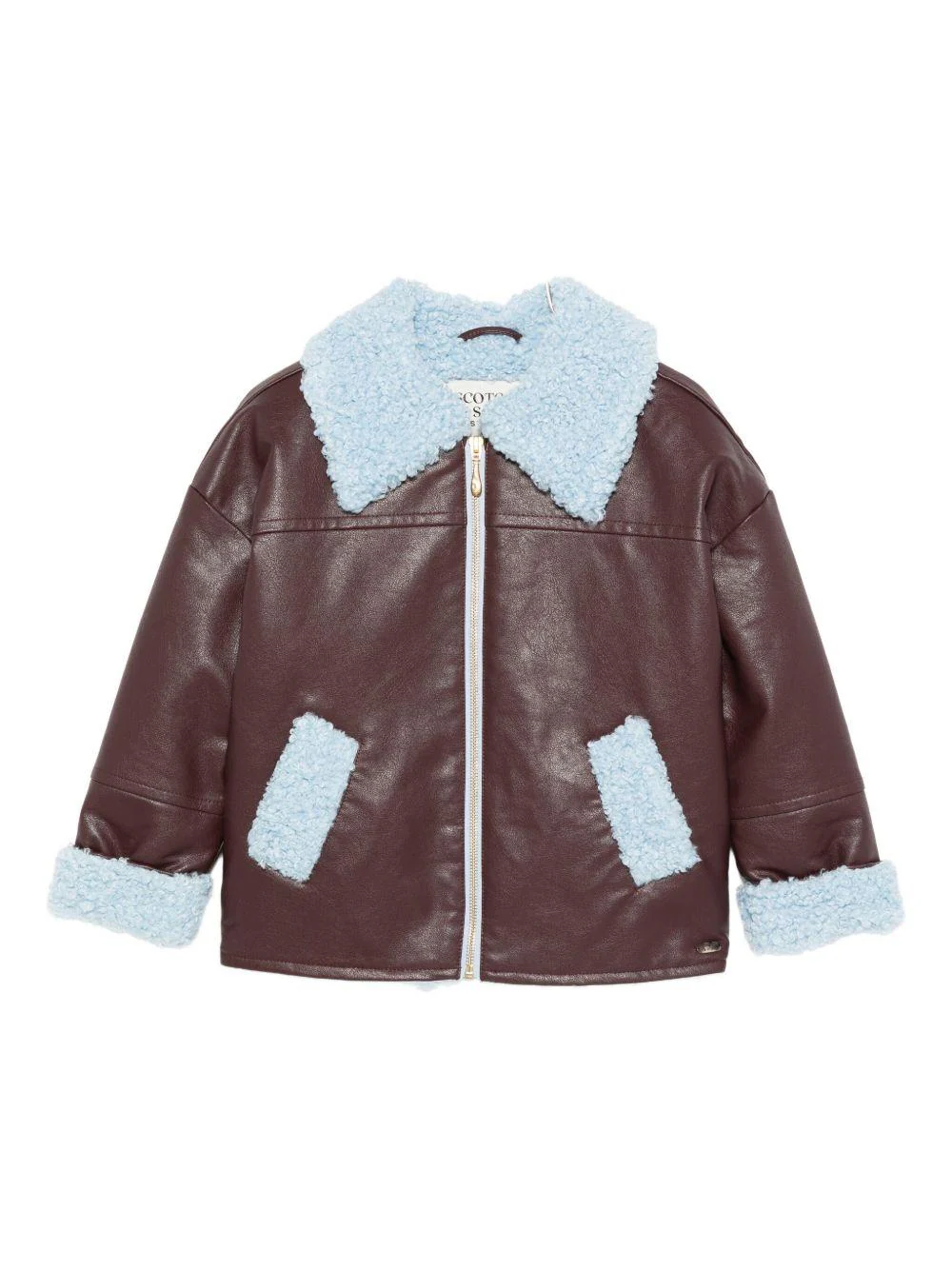 Giubbino per bambina Scotch & Soda Kids marrone con chiusura con cerniera
