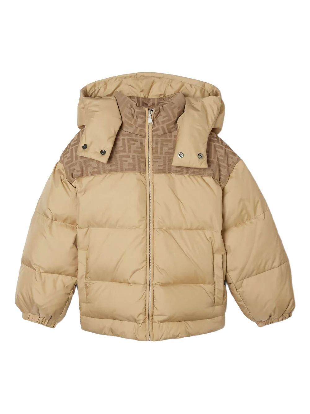 Giubbino per bambino Fendi Kids beige con logo FF sulle spalle