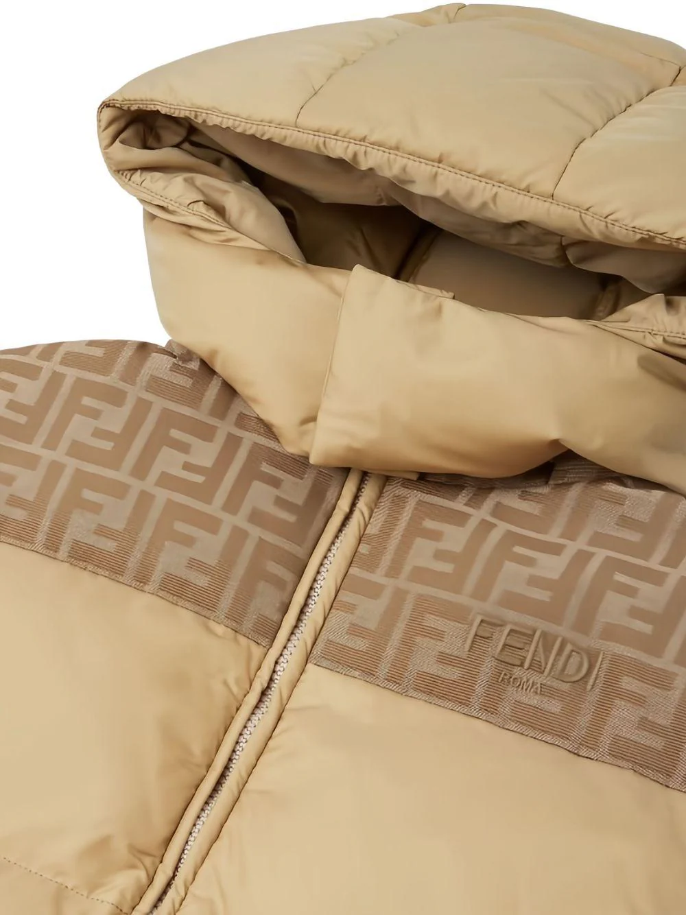 Giubbino per bambino Fendi Kids beige con logo FF sulle spalle - Image 3
