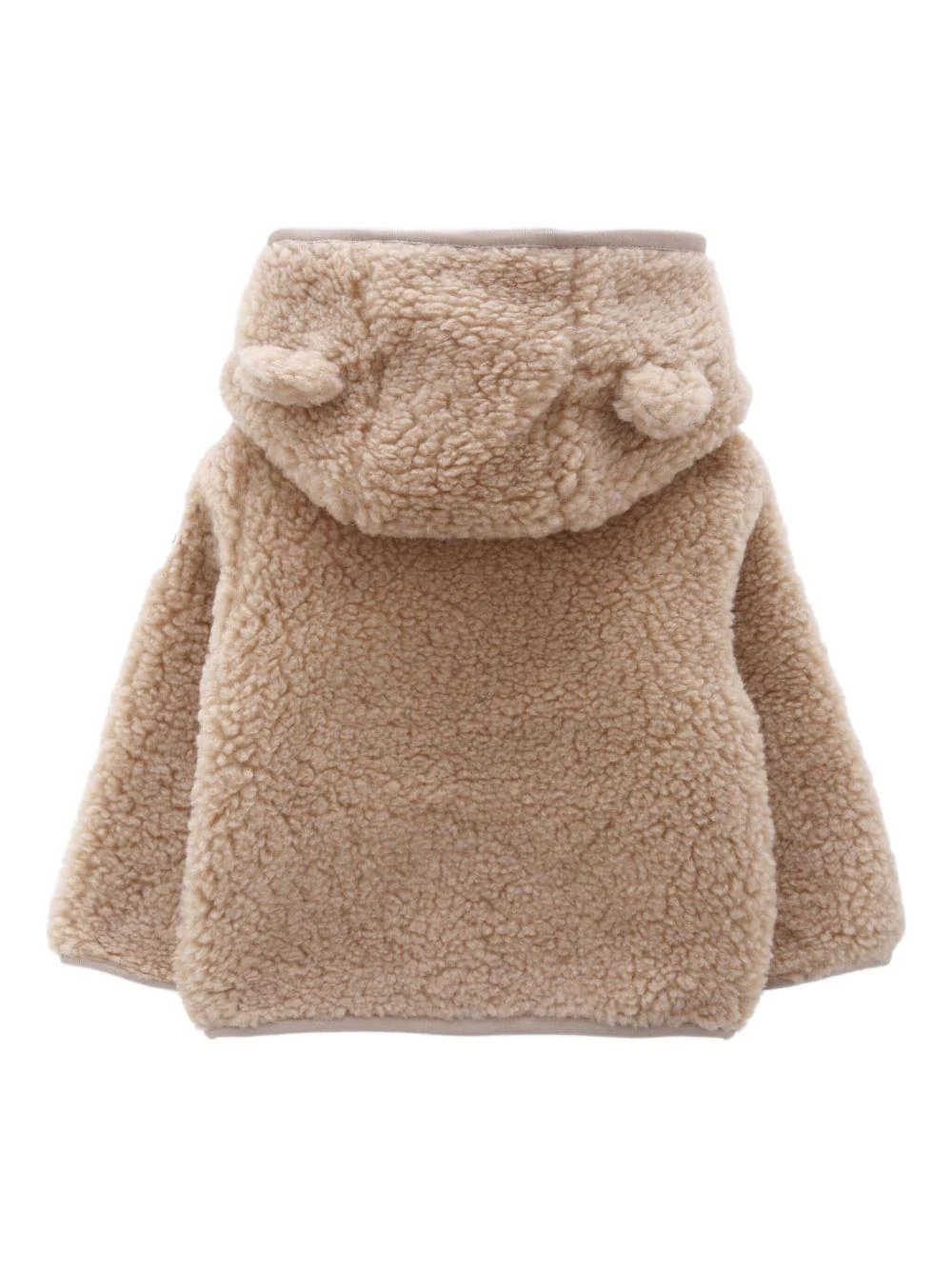 Giubbino per neonati Moncler Enfant beige con toppa con logo - Image 3