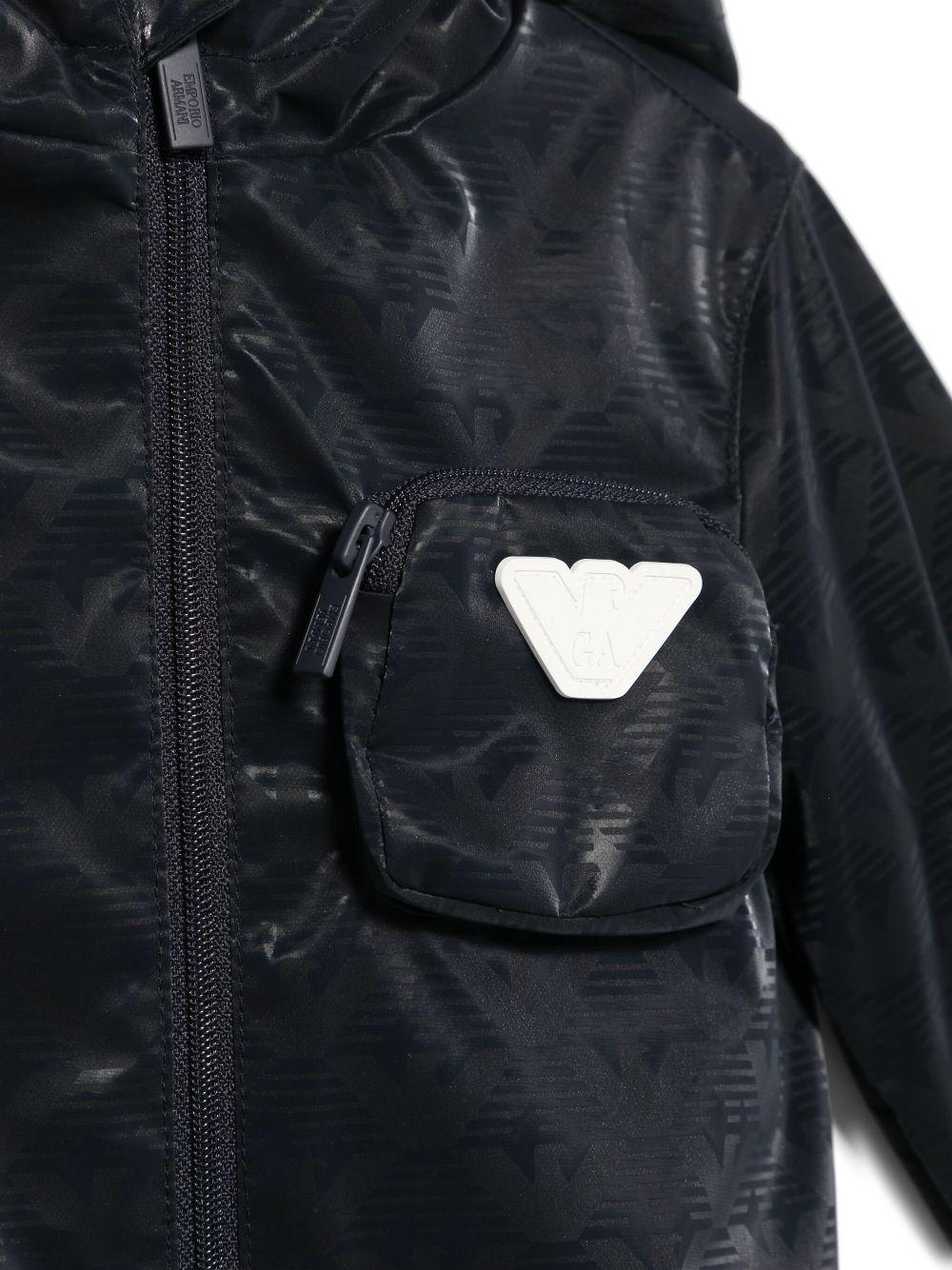 Giubbino per neonato Emporio Armani Kids blu con logo gommato - Image 3