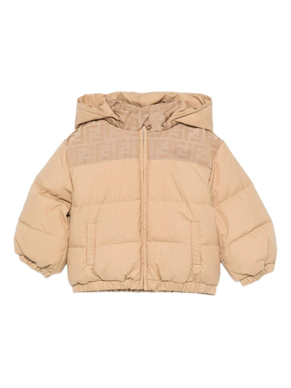 Giubbino per neonato Fendi Kids beige con dettaglio con logo FF