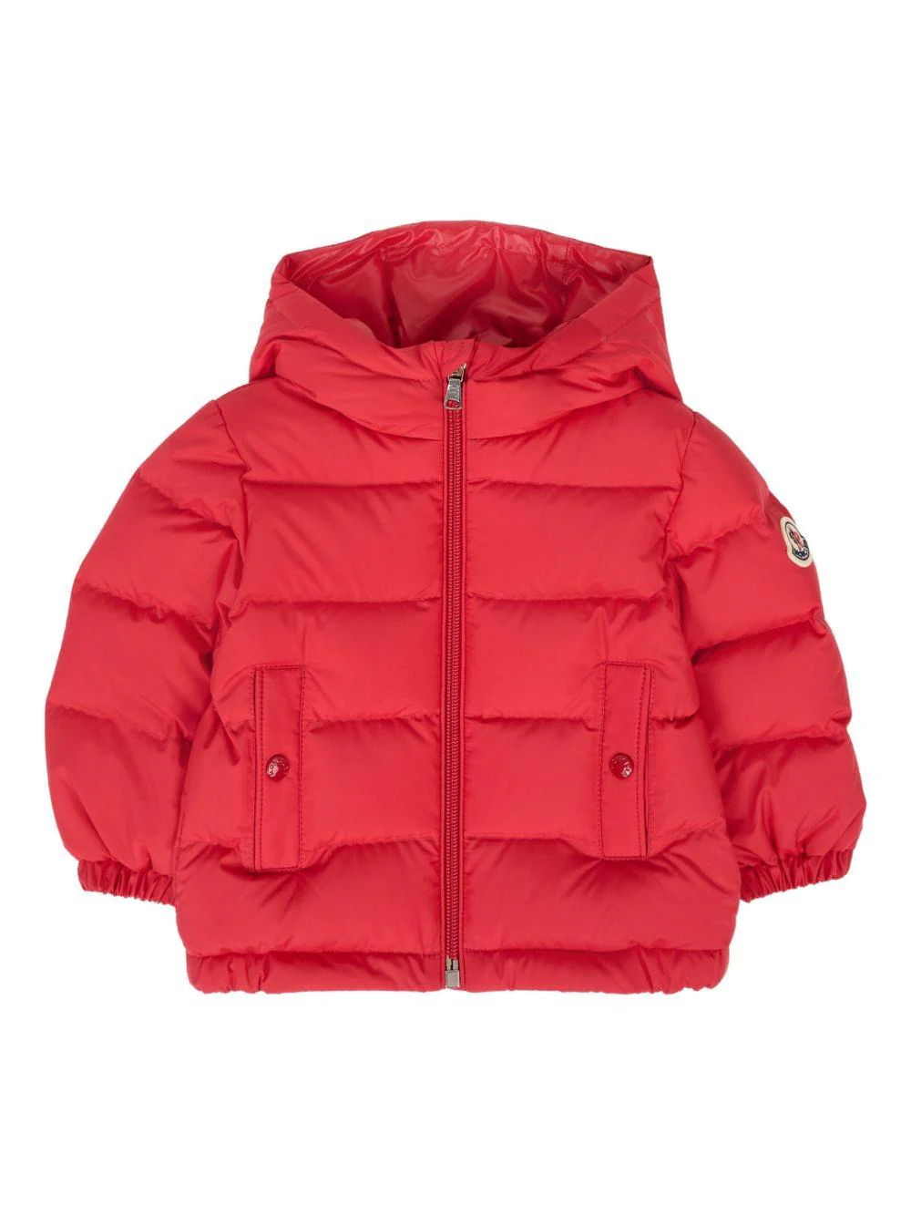 Giubbino per neonato Moncler Enfant rosso con design trapuntato