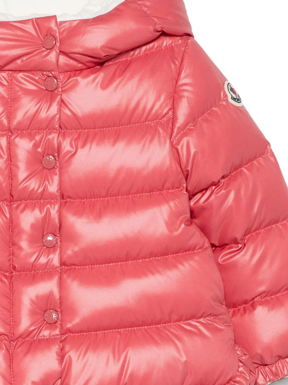 Giubbino Tazui per neonata Moncler Enfant rosso con design trapuntato - Image 3