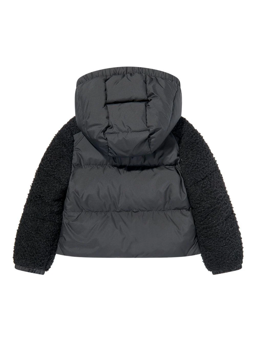 Giubbino Zambaga per bambina Moncler Enfant nero con texture teddy - Image 2