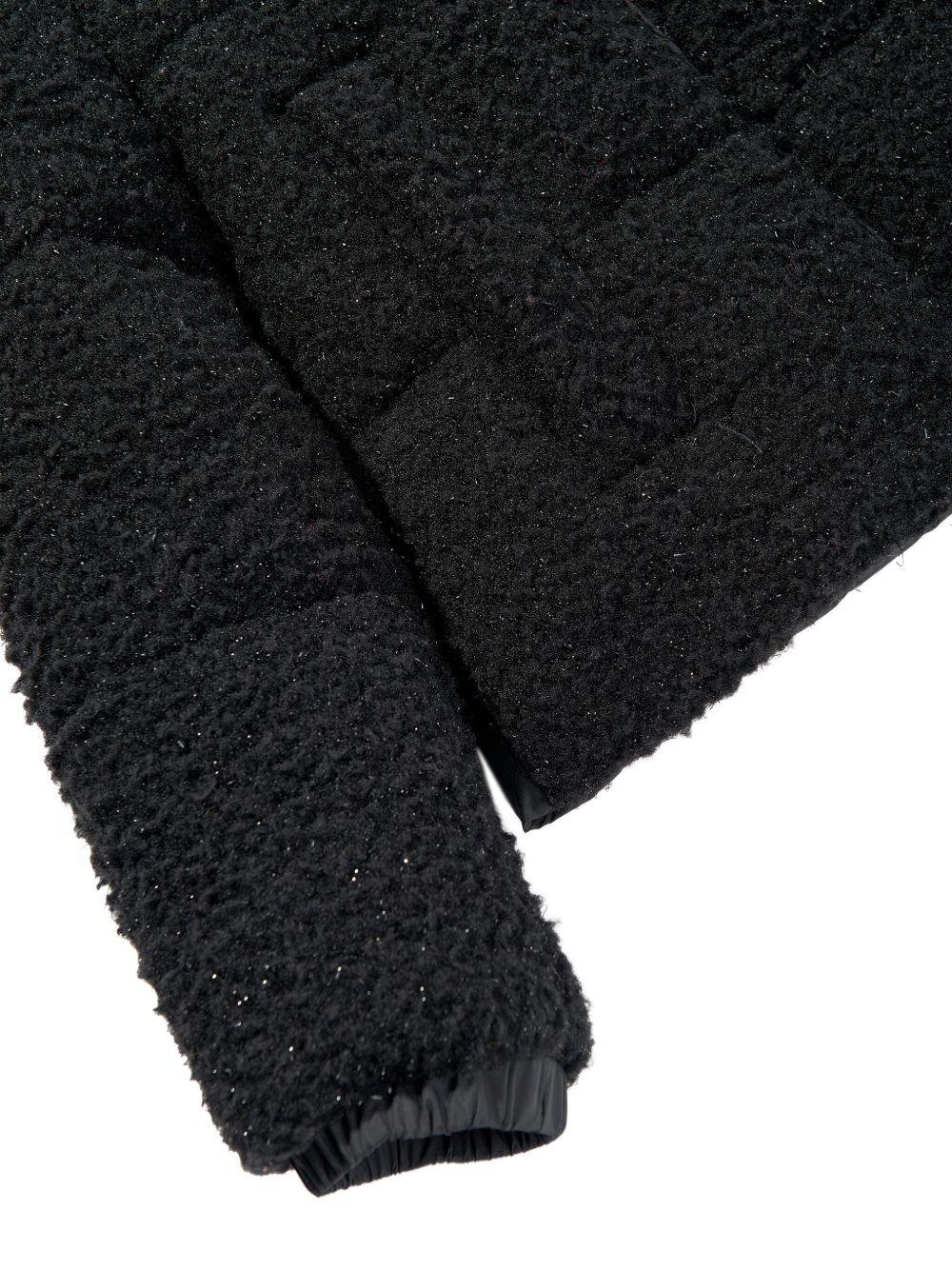 Giubbino Zambaga per bambina Moncler Enfant nero con texture teddy - Image 3