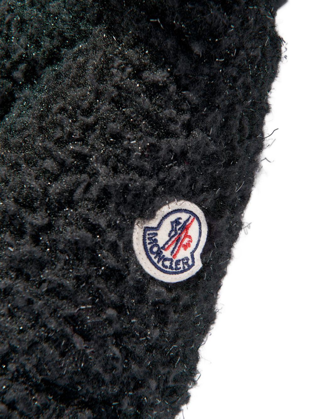 Giubbino Zambaga per bambina Moncler Enfant nero con texture teddy - Image 4