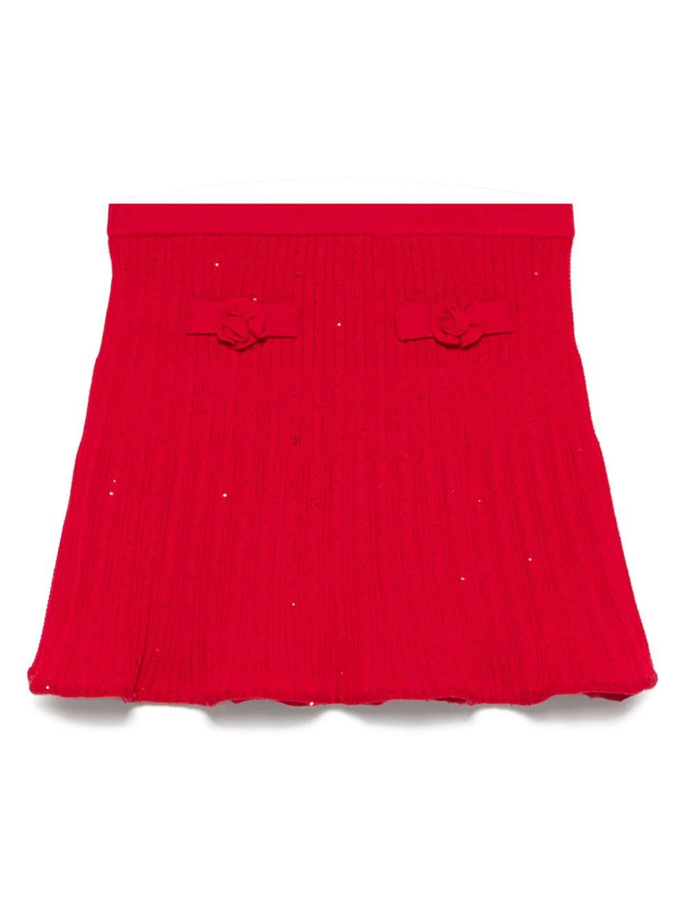 Gonna a coste per bambina Self-Portrait Kids rosso con vita elasticizzata