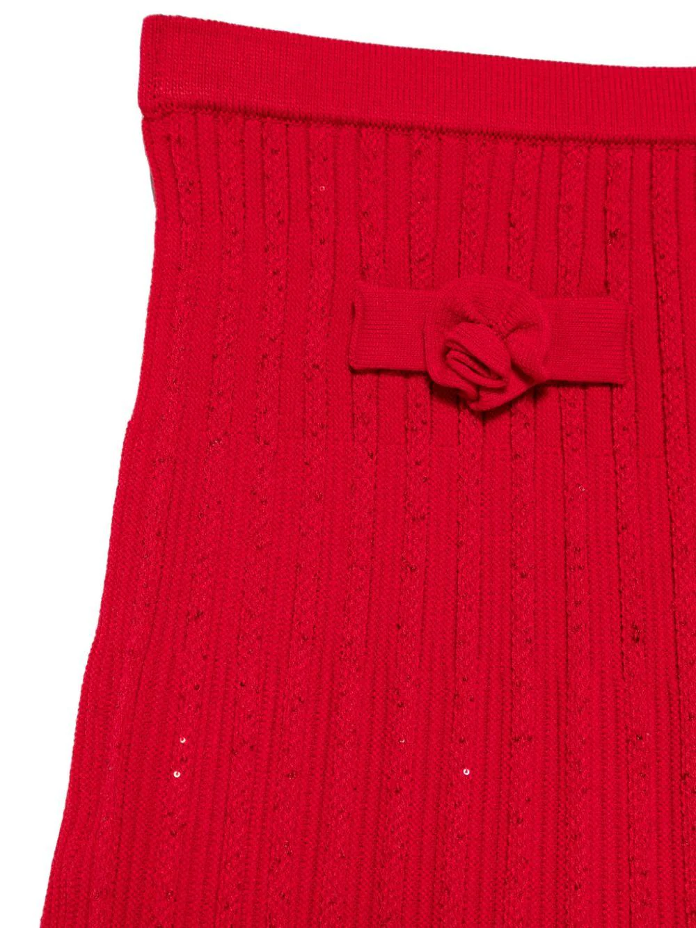 Gonna a coste per bambina Self-Portrait Kids rosso con vita elasticizzata - Image 2