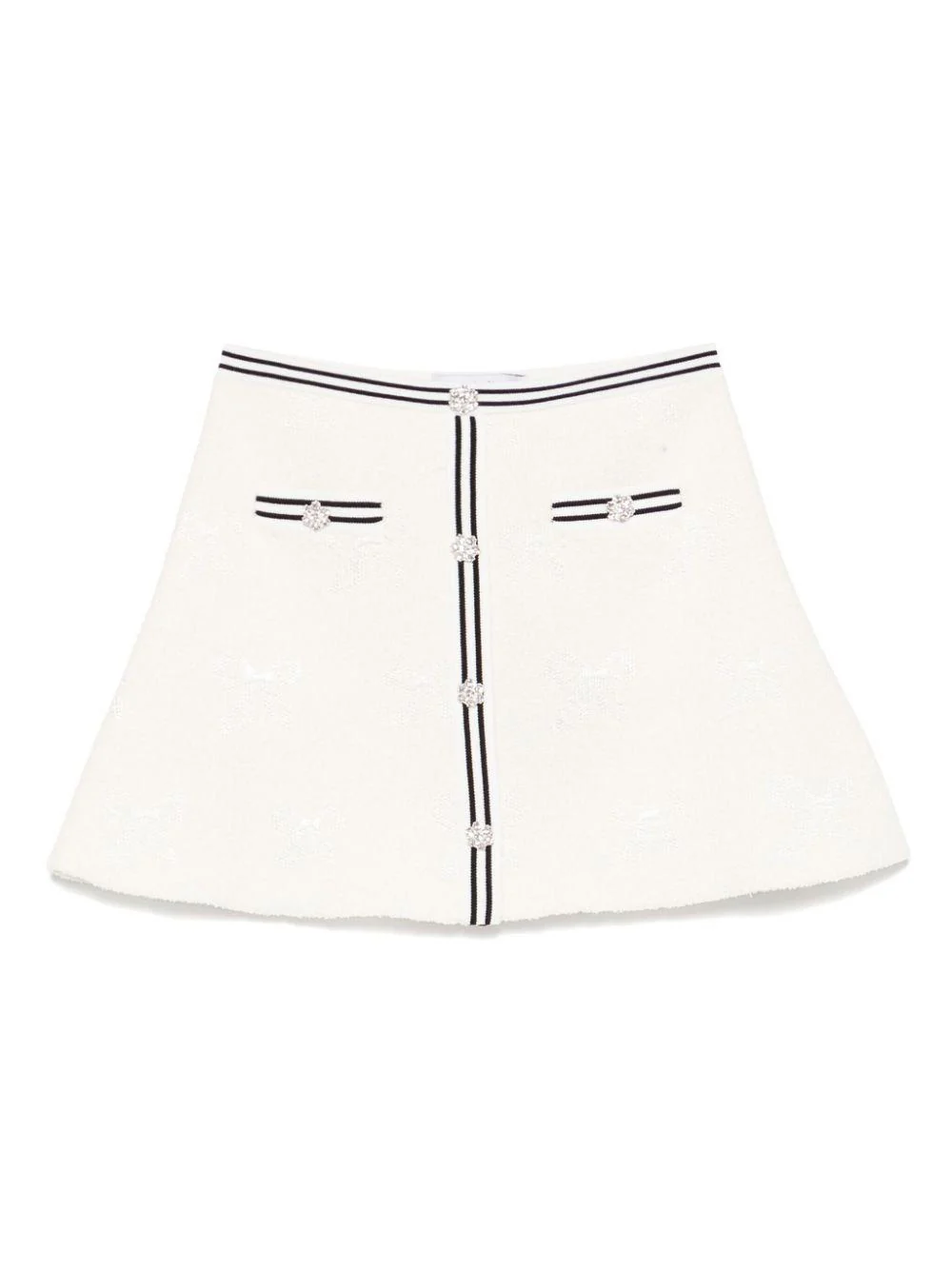 Gonna con effetto jacquard per bambina Self-Portrait Kids bianco con vita elasticizzata
