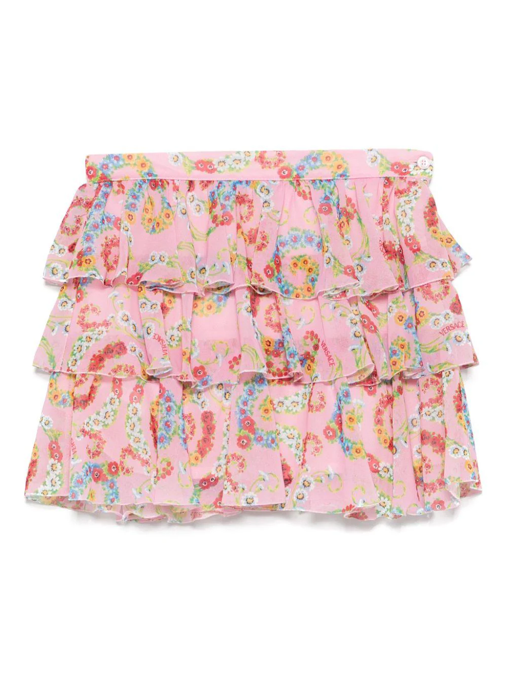 Gonna con stampa floreale per bambina Versace Kids rosa con cerniera