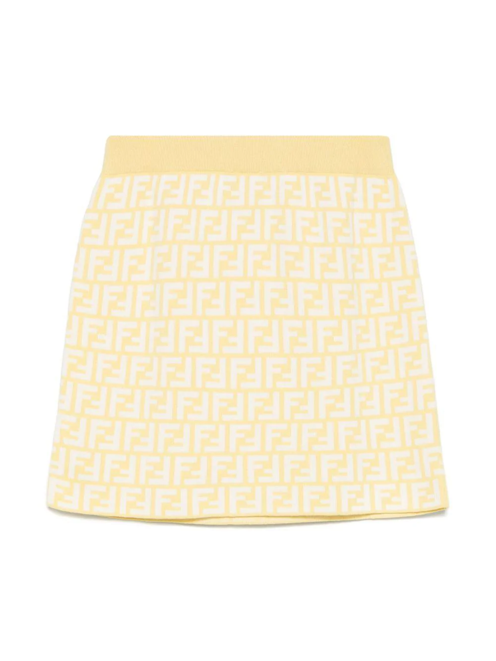 Gonna in maglia per bambina Fendi Kids giallo con monogramma FF all-over - Image 3