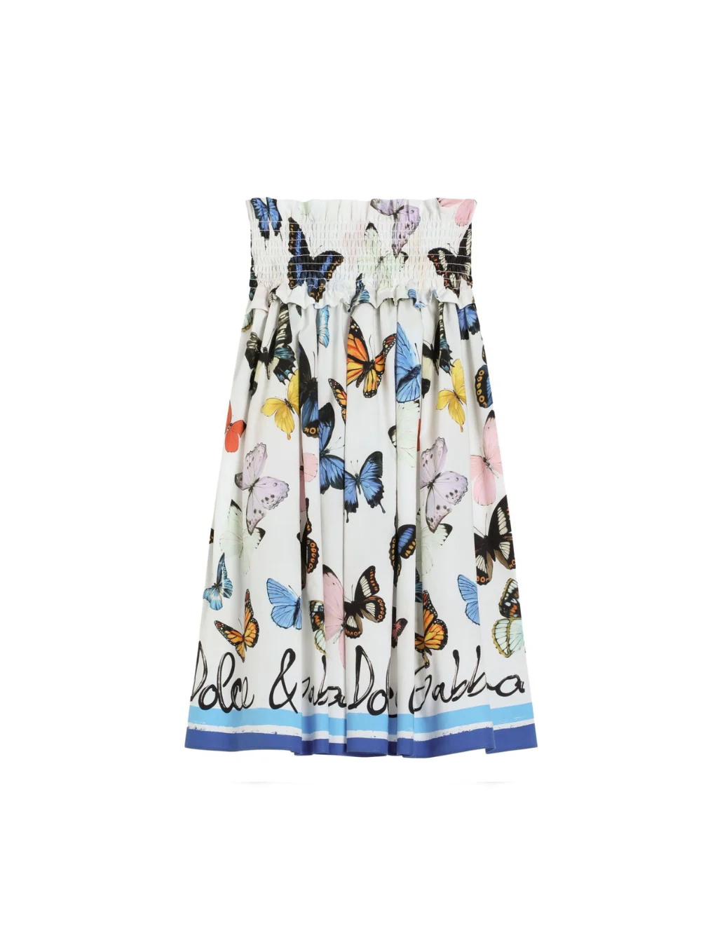 Gonna midi con stampa per bambina Dolce & Gabbana Kids bianco con orlo svasato
