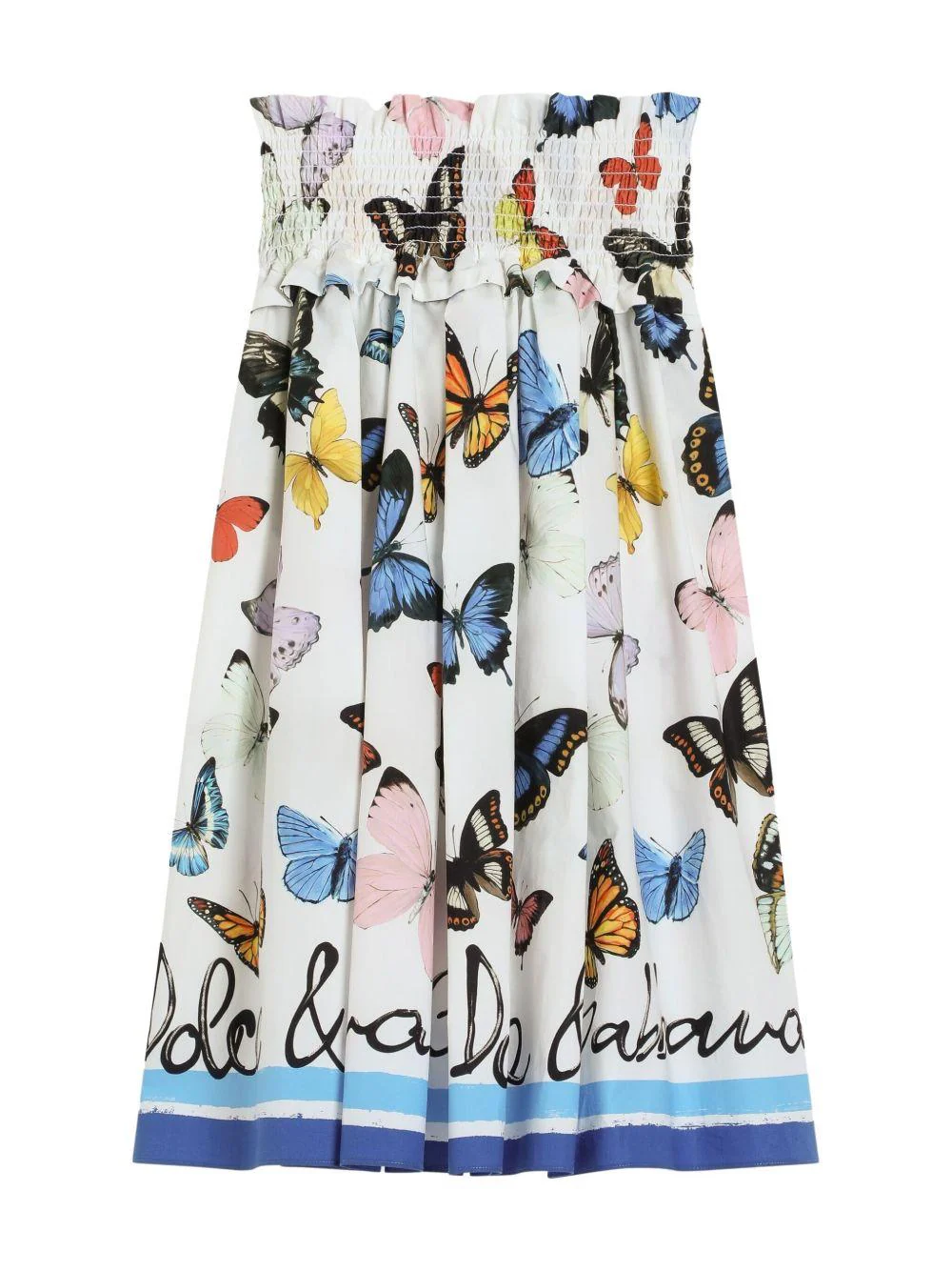 Gonna midi con stampa per bambina Dolce & Gabbana Kids bianco con orlo svasato - Image 3