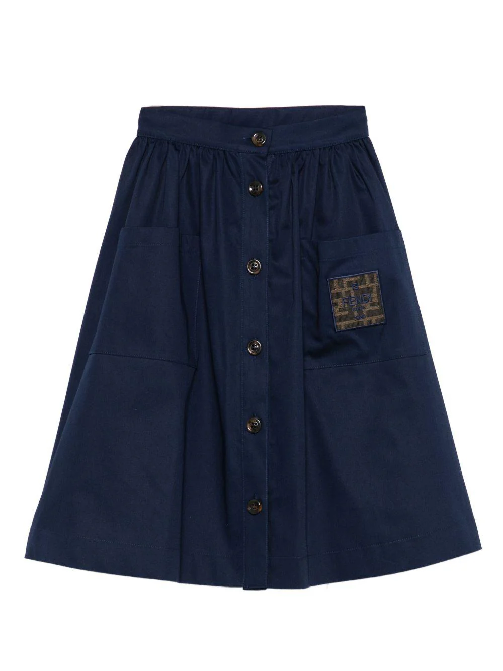 Gonna per bambina Fendi Kids blu con bottoni sul davanti