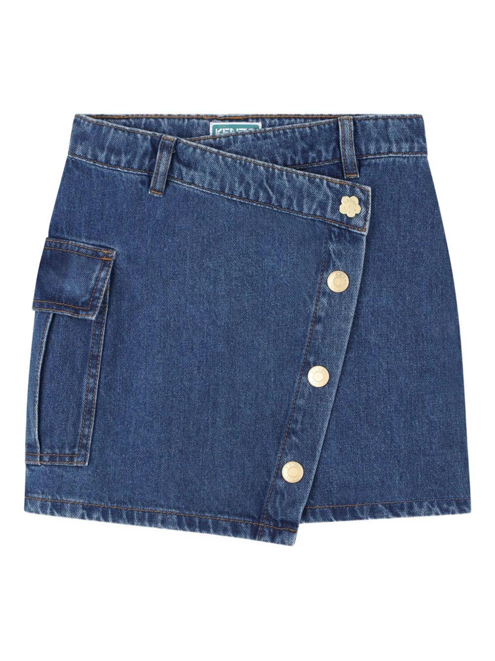 Gonna per bambina Kenzo Kids denim con design asimmetrico